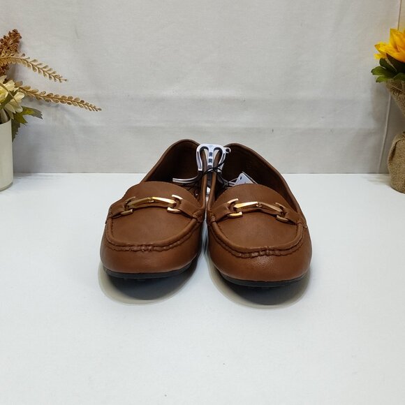Aerosoles Buckle Loafer Day Drive Moccasin 12W Cognac Flexible Diamond Outsole - Picture 4 of 10